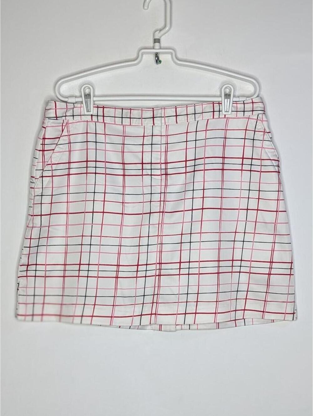 Izod White Pink Red Striped Stretch Athletic Performance Skort 10